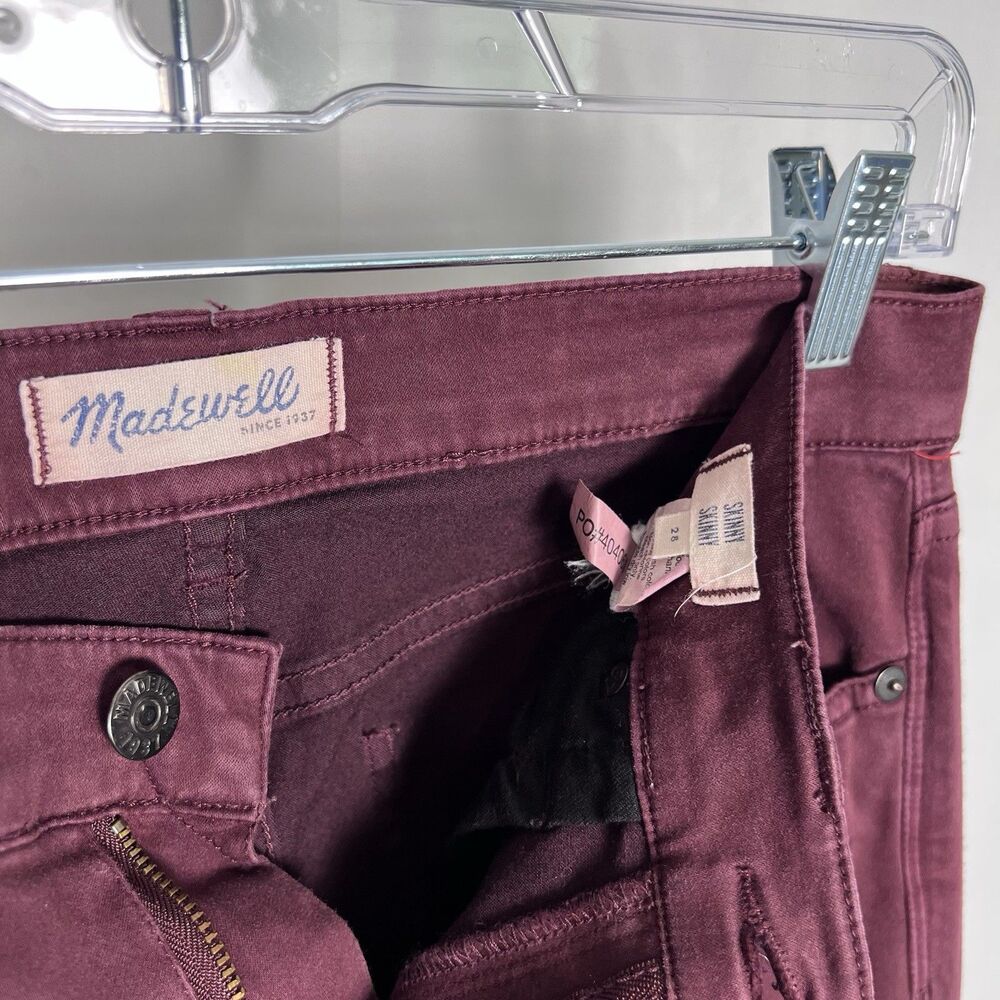 Madewell Women's Skinny Jeans Maroon Size 28x28 Soft and Stretchy - Picture 3 of 3